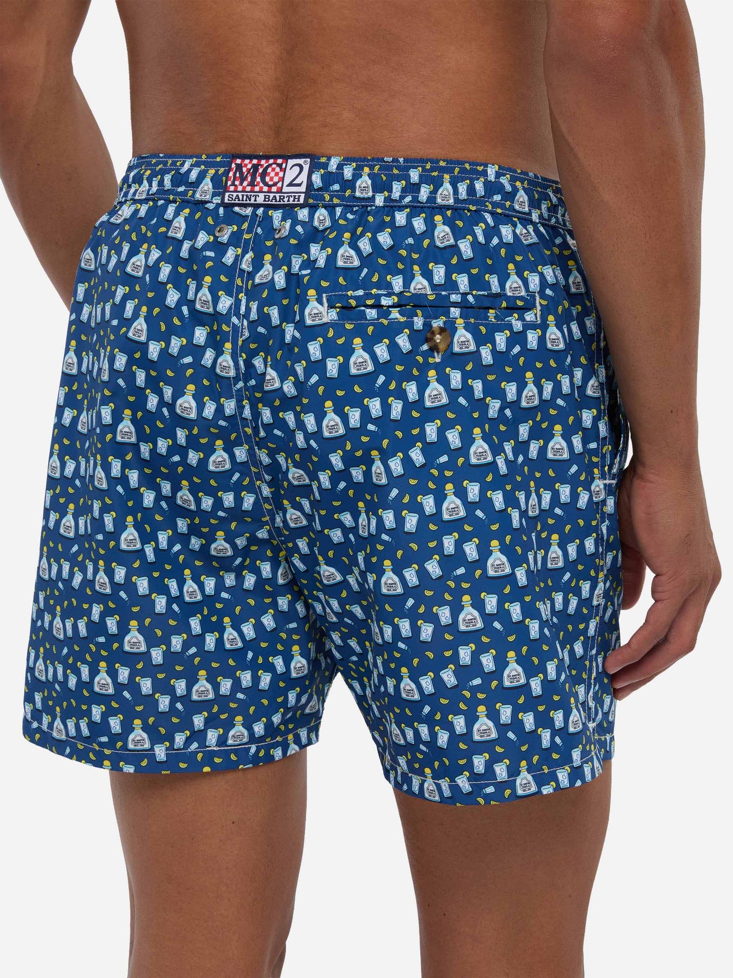 Herren-Badeshorts aus leichtem Stoff mit Tequila-Aufdruck