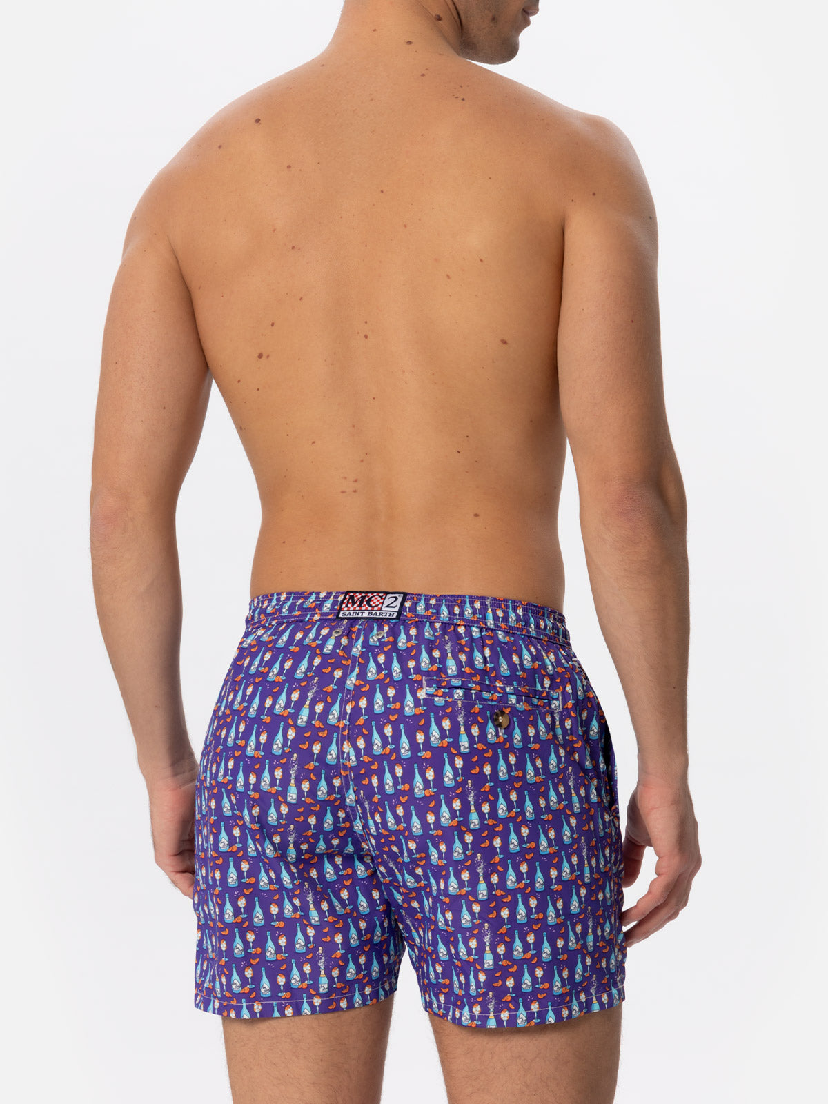 Man light fabric swim shorts with Aperol Spritz print | APEROL SPECIAL EDITION - MC2 Saint Barth