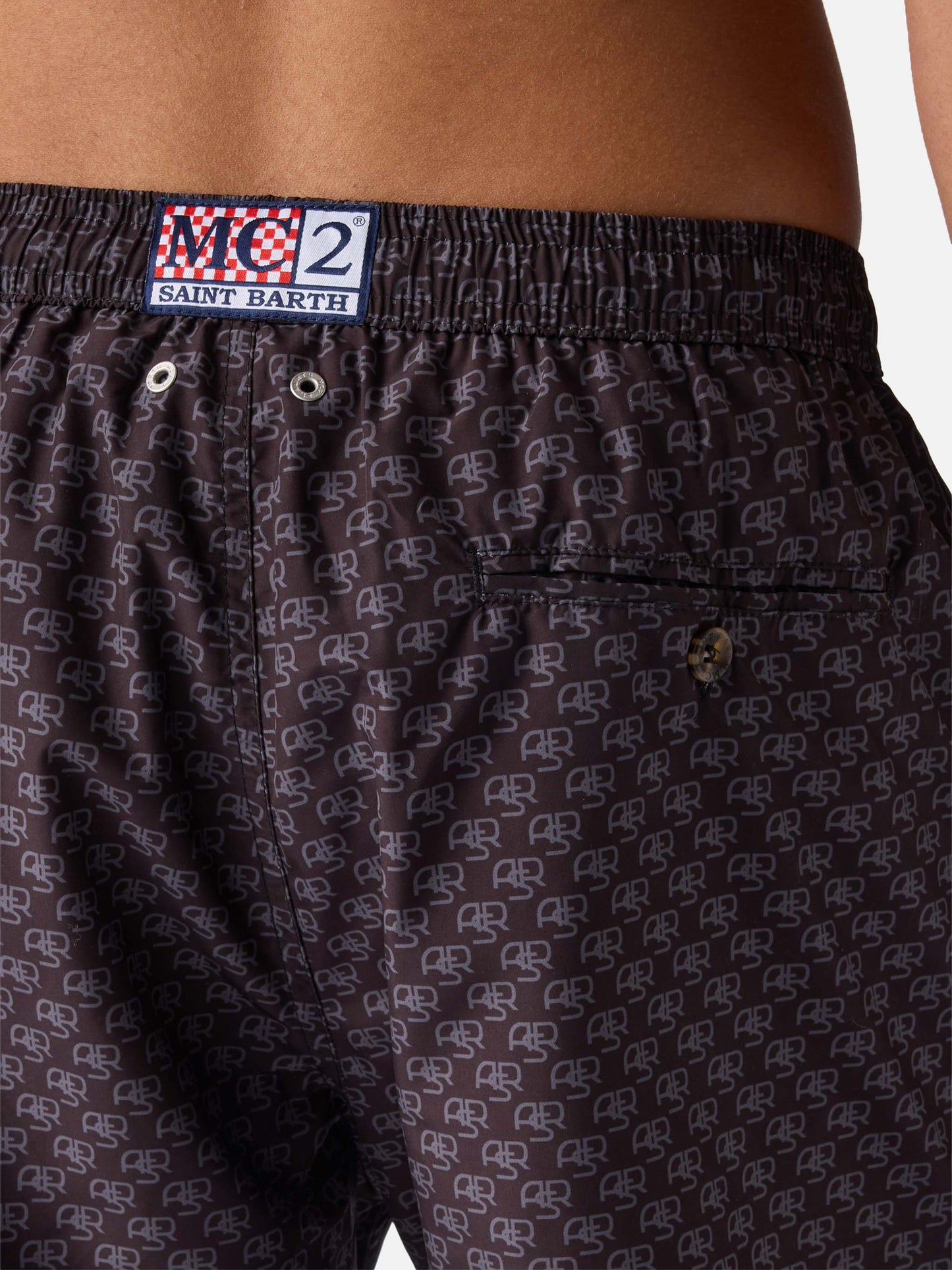 Leichte Badehose aus Stoff mit Roma-Print | AS ROMA SPECIAL EDITION
