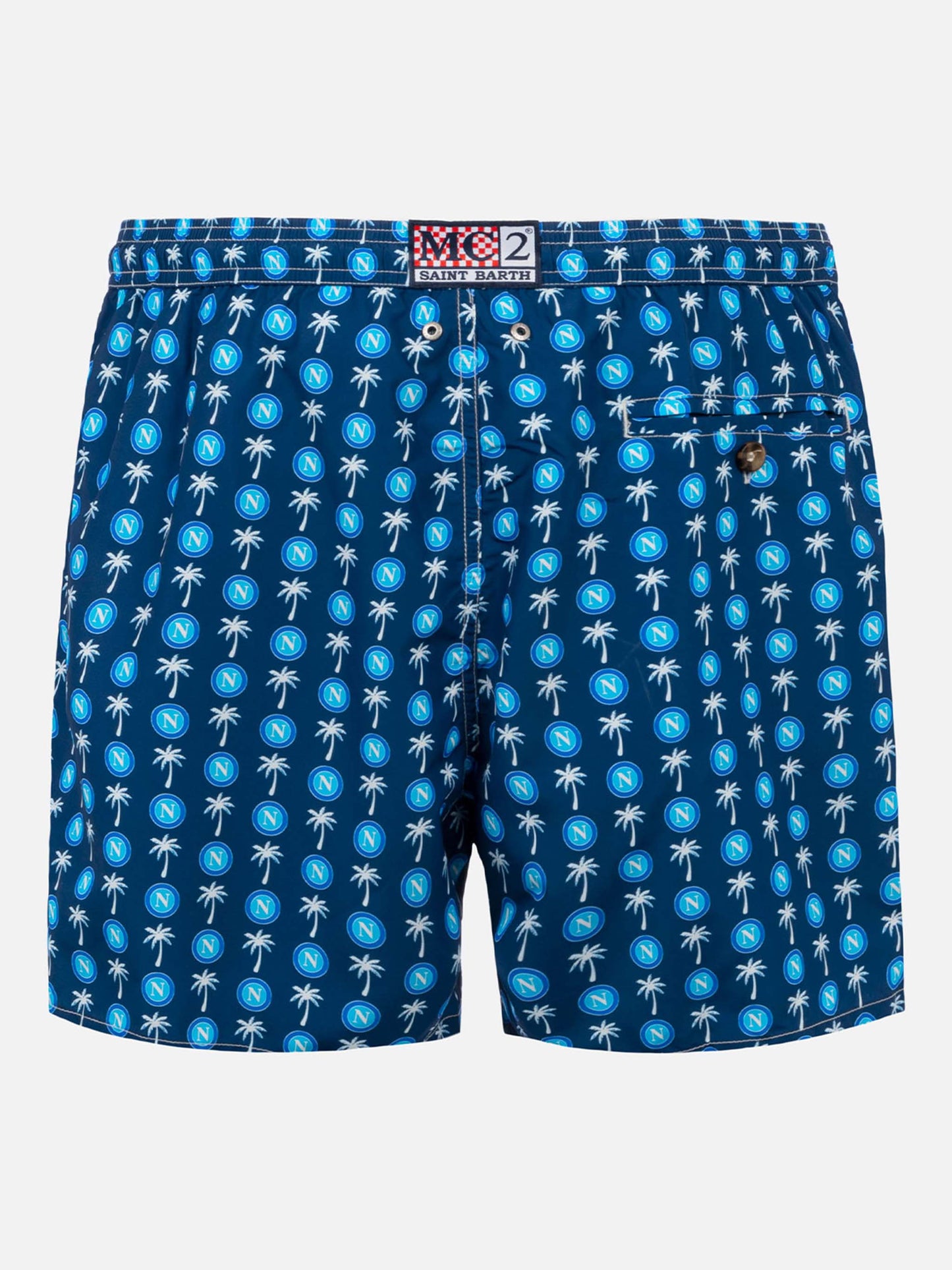 Man light fabric swim shorts with Napoli logo print | SSC NAPOLI SPECIAL EDITION