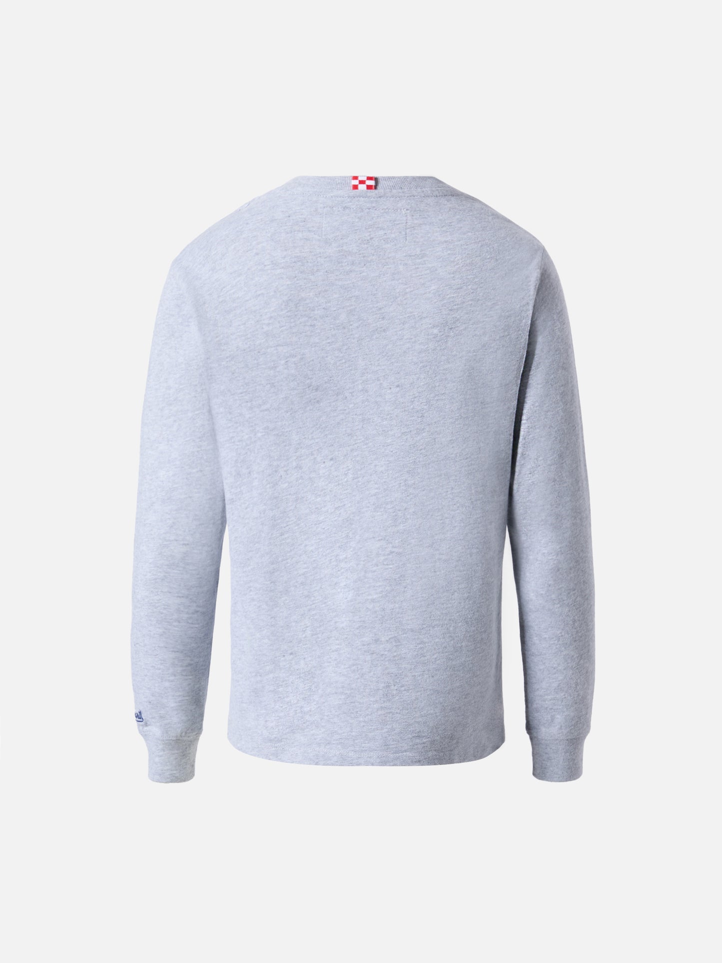Luton long-sleeve winter cotton T-shirt in grey with St. Barth Ski Club embroidery and bear print