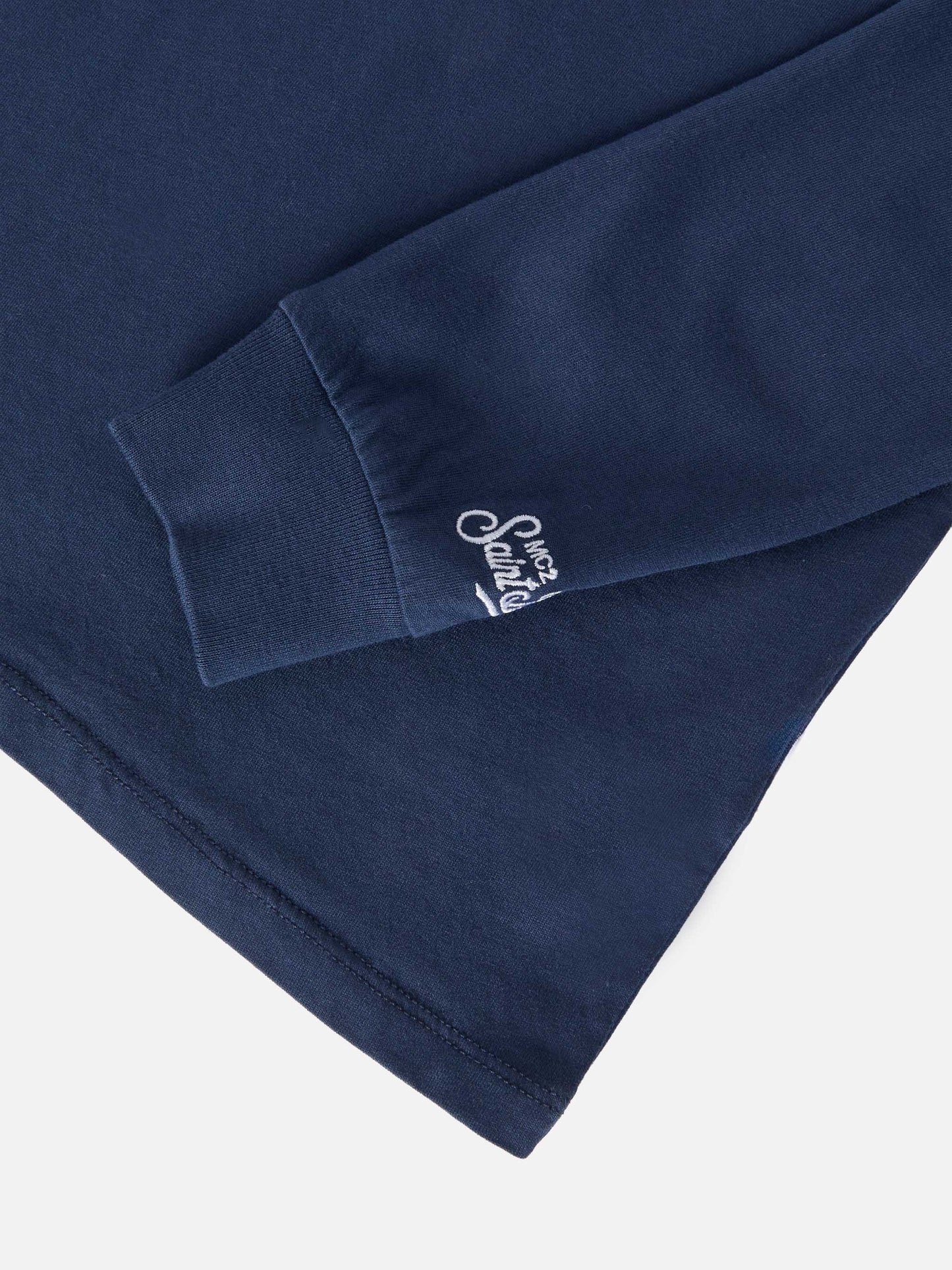 Luton Langarm-Winter-T-Shirt aus Baumwolle in Blau mit Stickerei des St. Barth Ski Clubs und Snoopy-Print | SNOOPY SONDEREDITION