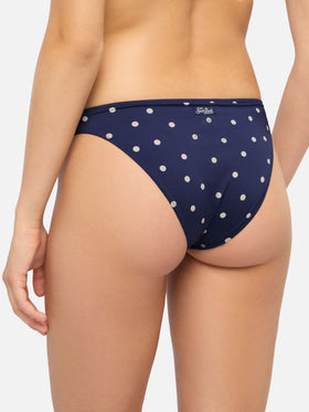 Gaia Maia fixed triangle bikini with high waist bottoms and polka dot print