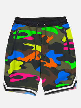 Costume da bagno mimetico fluo multicolor stile surf
