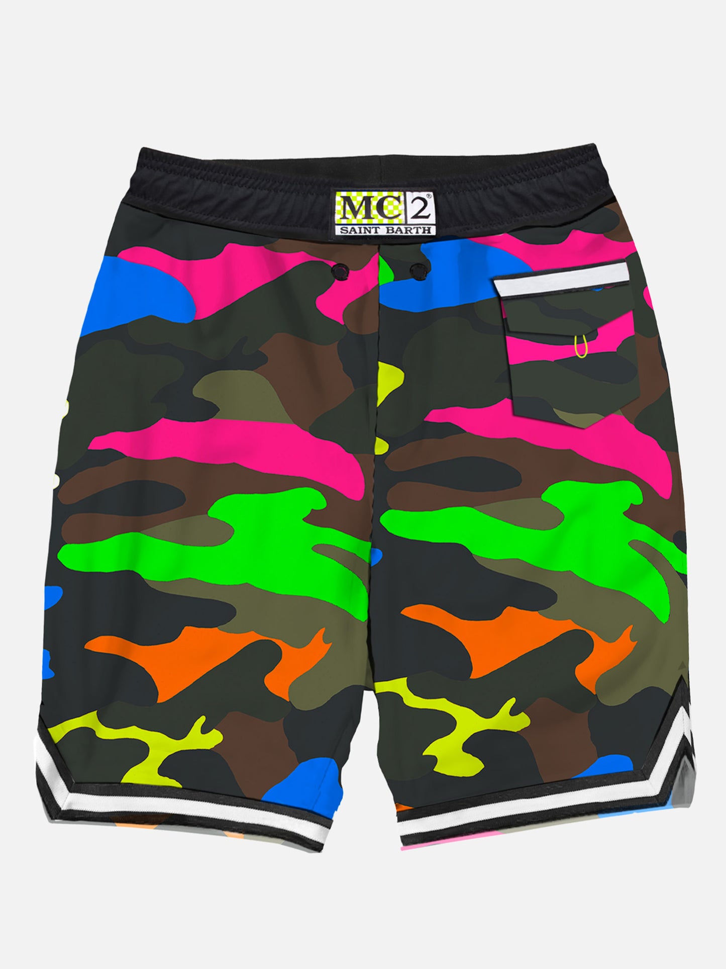 Costume da bagno mimetico fluo multicolor stile surf