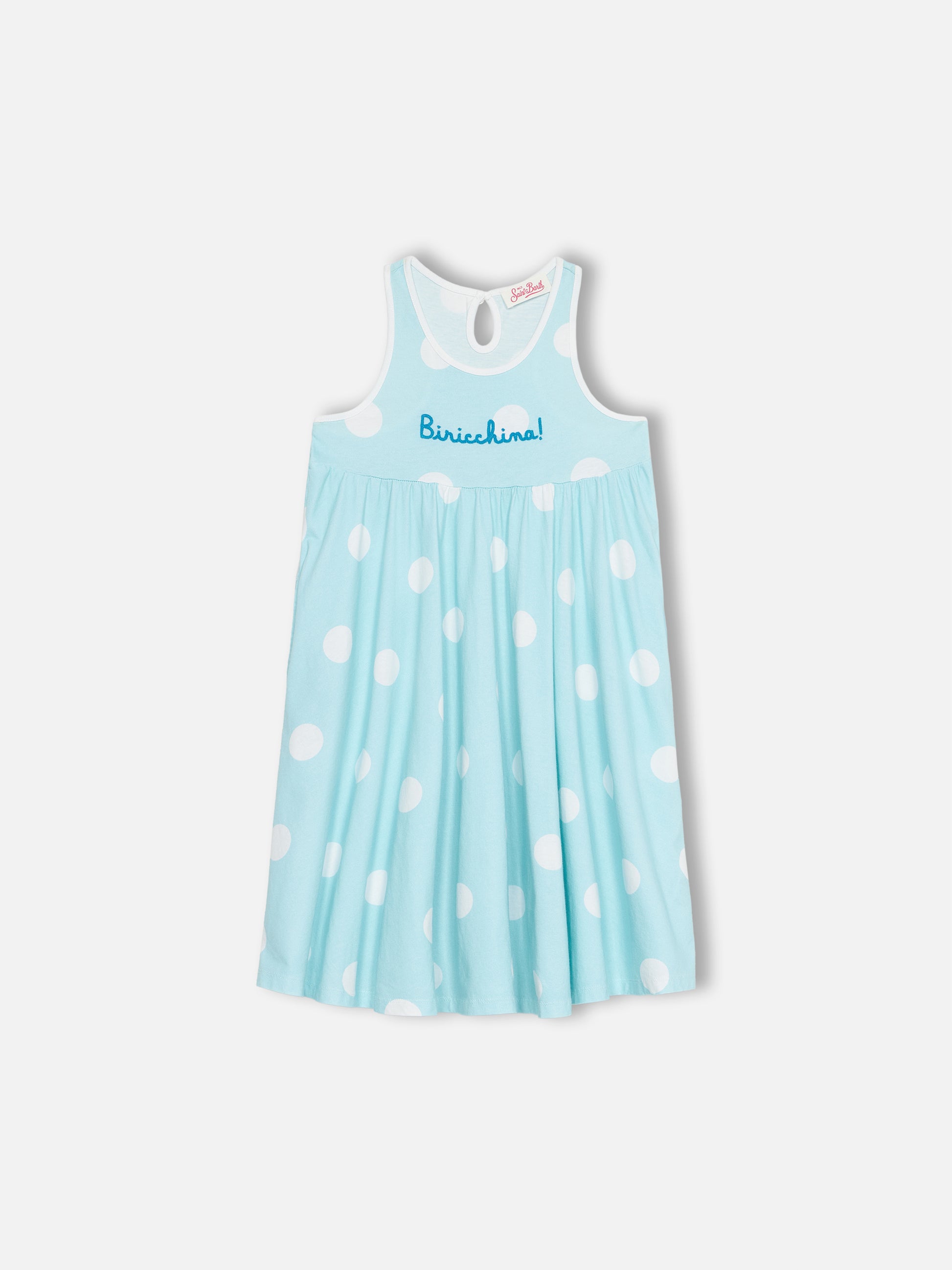Girl cotton dress Masha with print and "Biricchina" embroidery - MC2 Saint Barth
