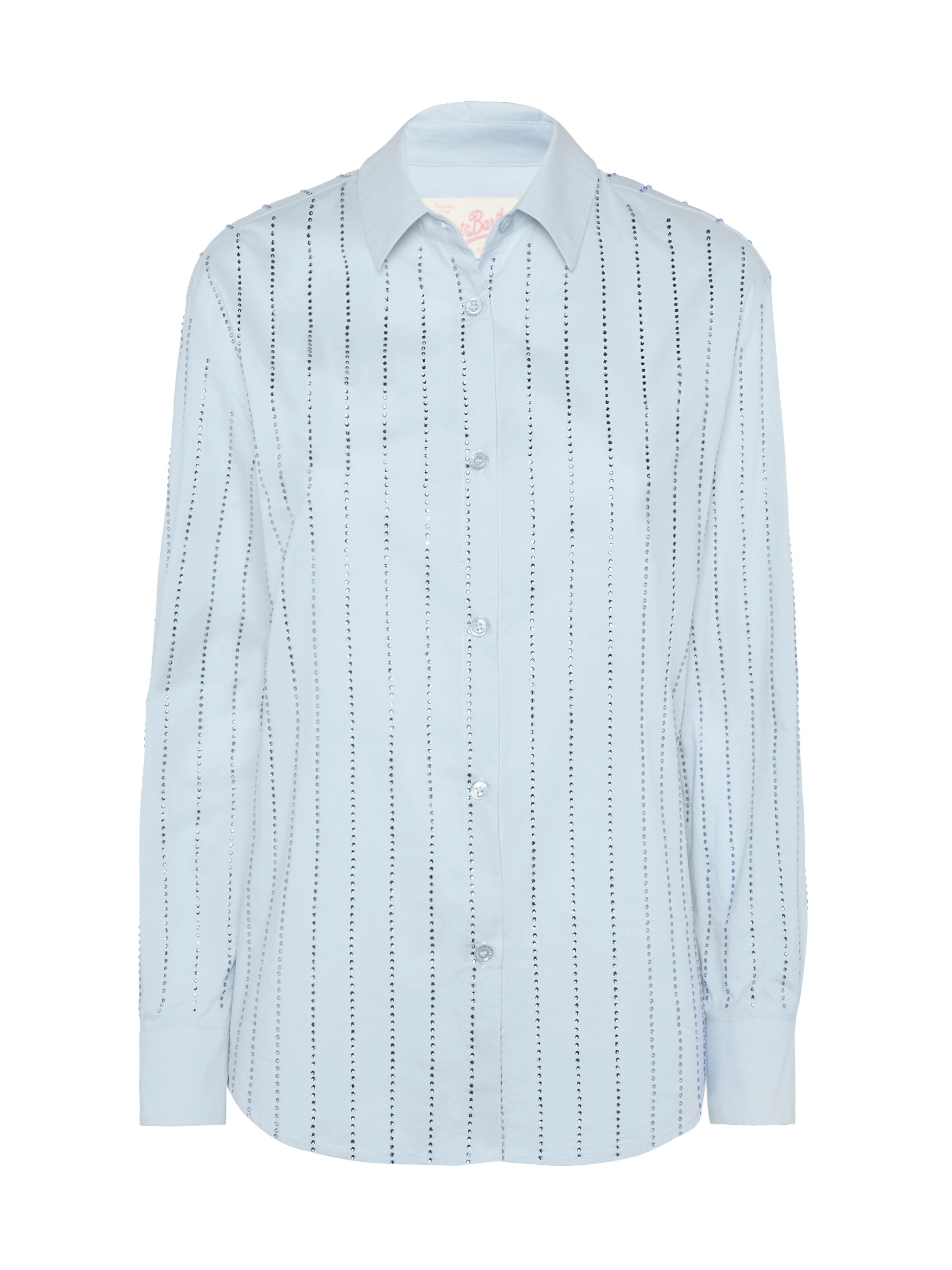 Meredith cotton popeline classic shirt with striped rhinestone embellishment - MC2 Saint Barth