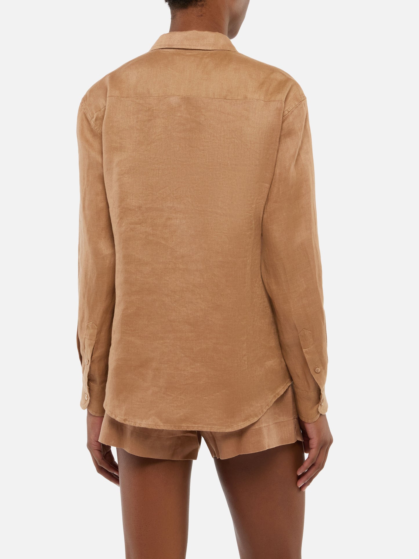 Meredith camel linen classic shirt