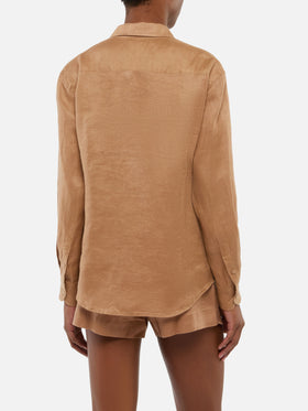Meredith camel linen classic shirt