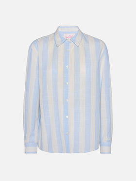 Meredith cotton classic shirt with light blue striped print