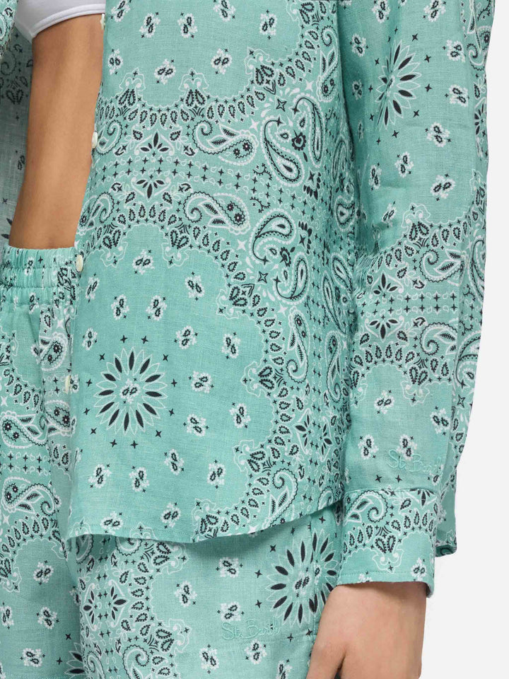 Meredith linen classic shirt with bandanna print - MC2 Saint Barth