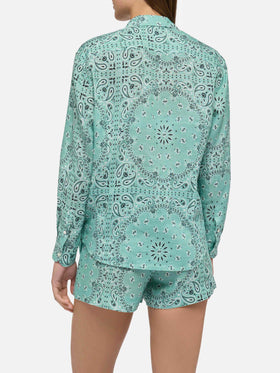 Meredith linen classic shirt with bandanna print - MC2 Saint Barth