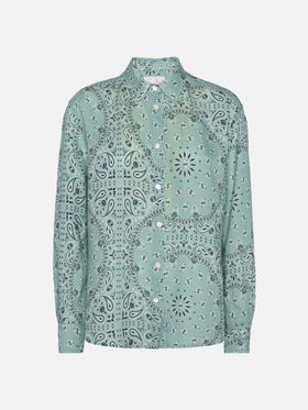 Camicia classica in lino Meredith con stampa bandana