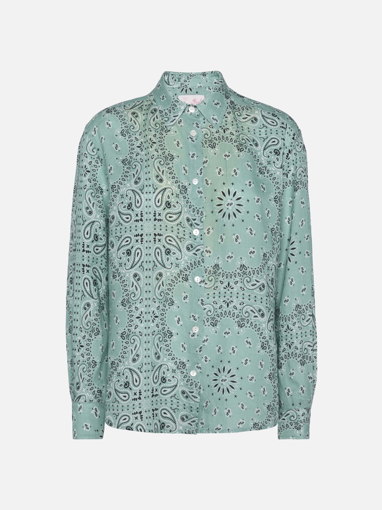 Camicia classica in lino Meredith con stampa bandana