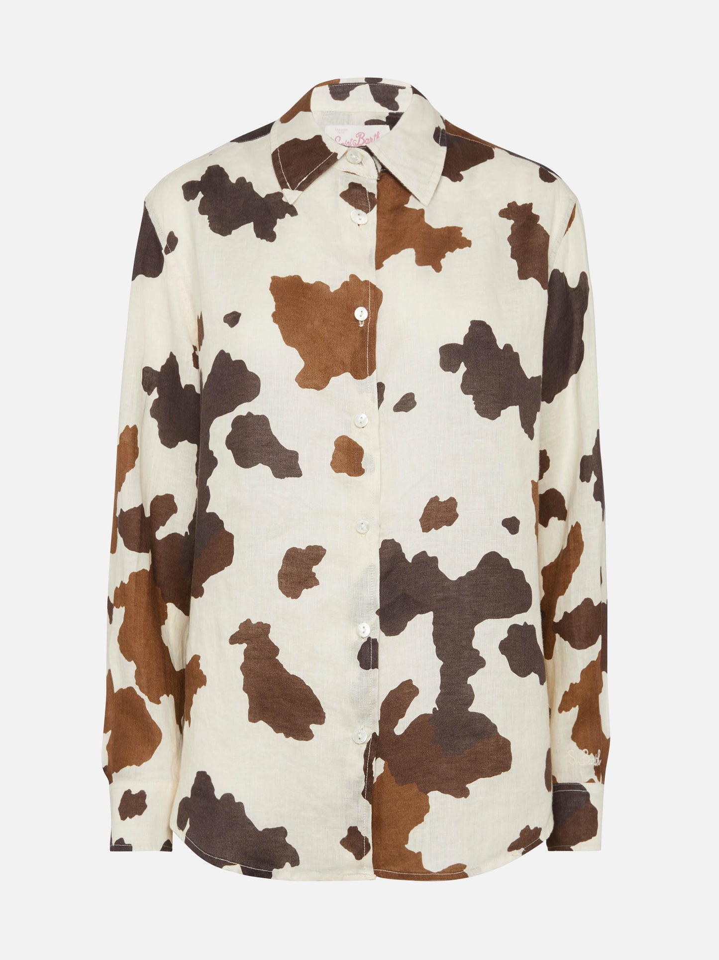 Meredith linen classic shirt with cow skin print