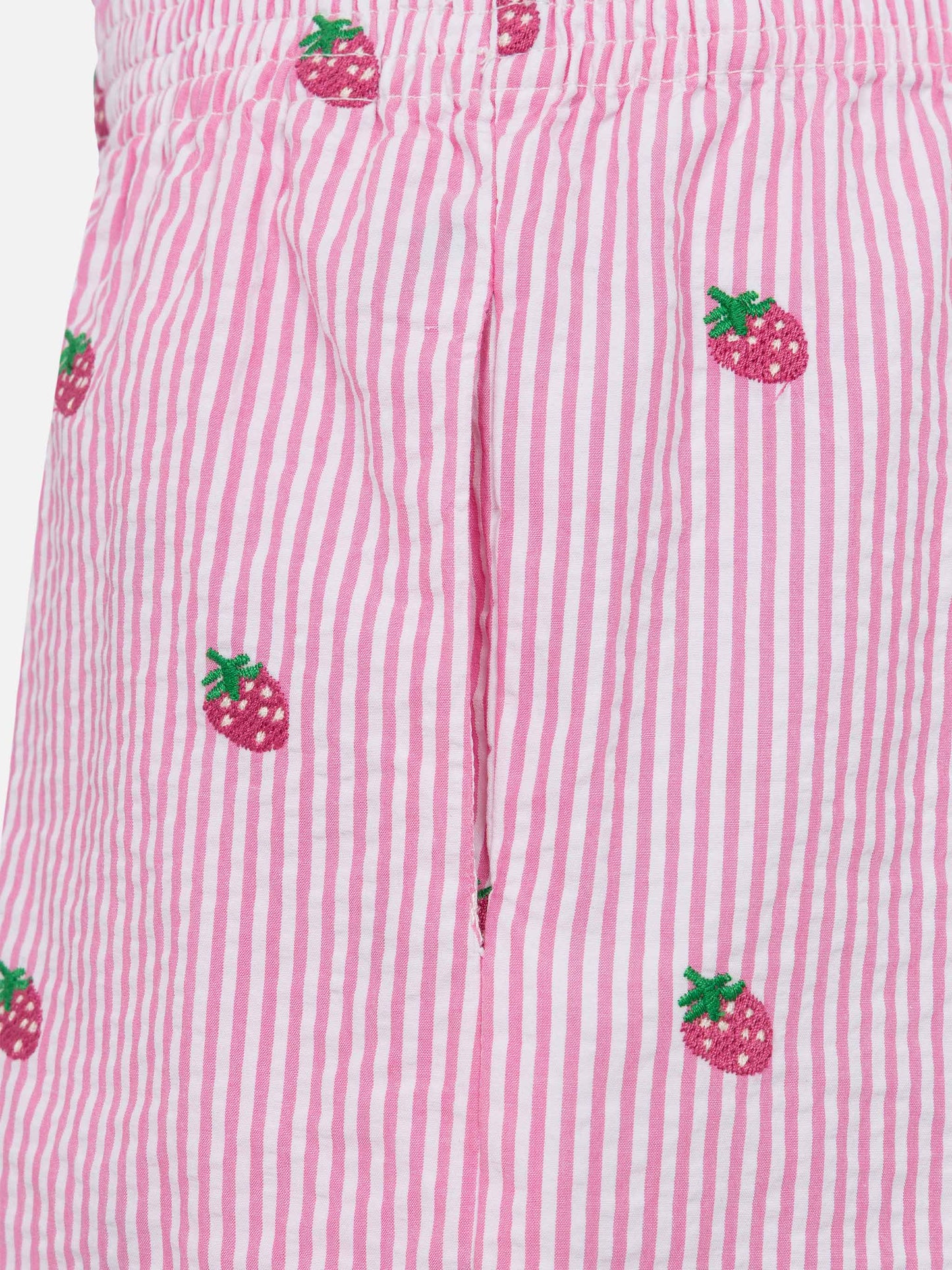 Meave Jr cotton seersucker pull-up shorts with srtrawberry embroidery - MC2 Saint Barth