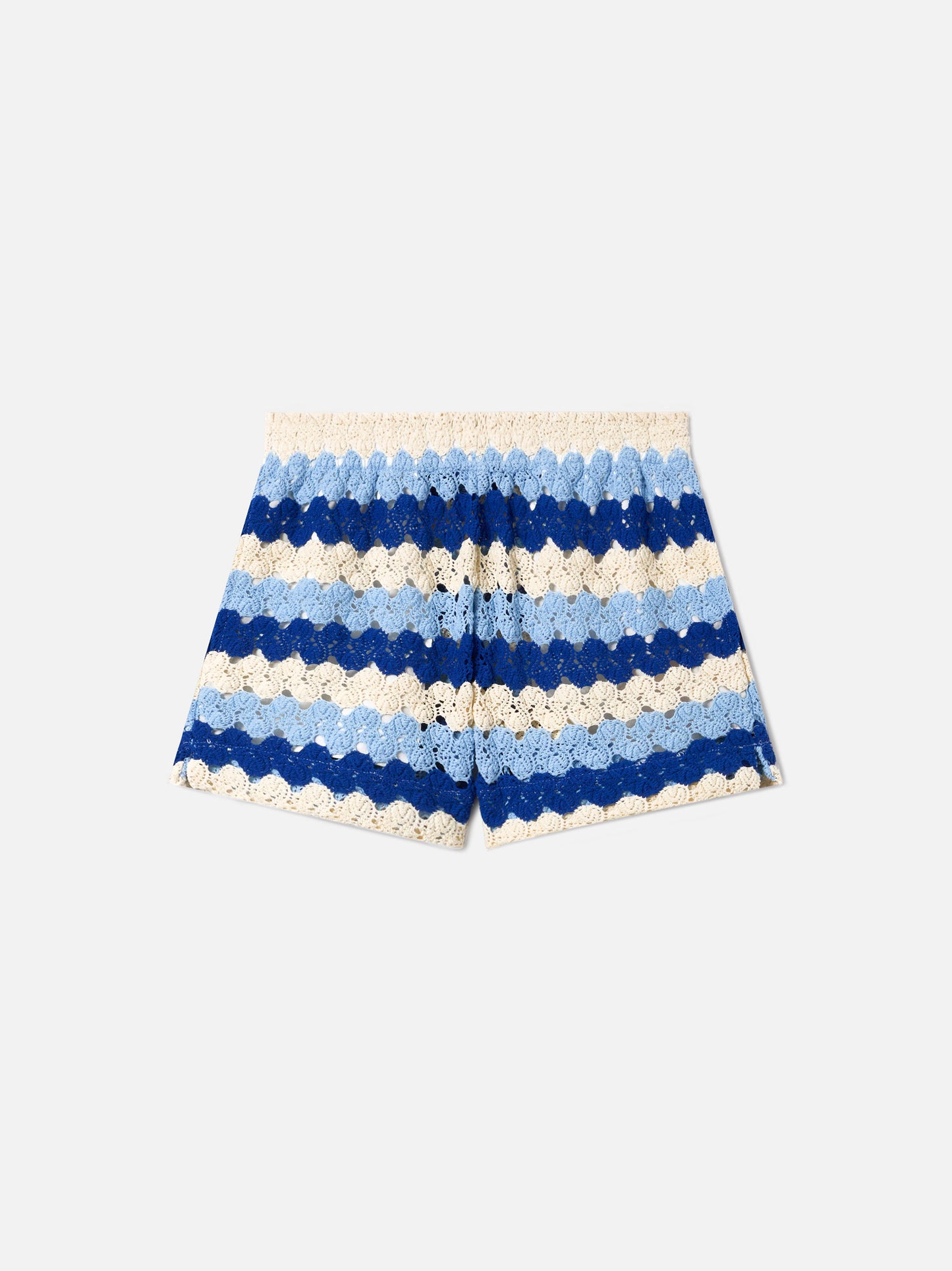 Blue striped Meave crochet shorts