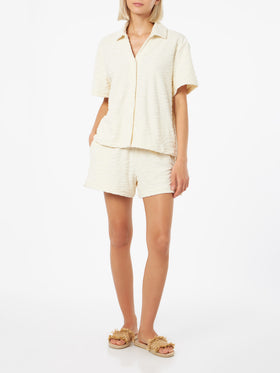 Meave terry cotton pull up shorts with zebra embossed pattern - MC2 Saint Barth