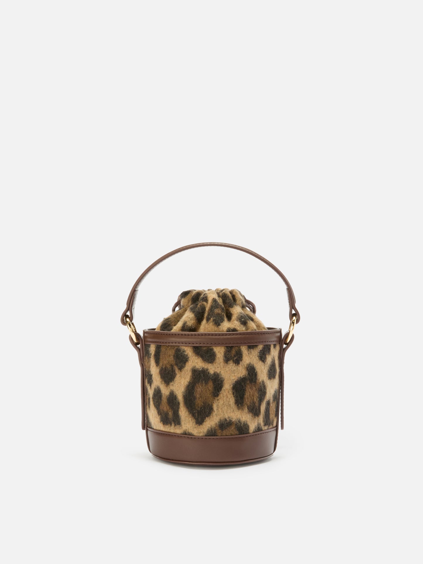 Borsa a secchiello Mila Tweed in misto lana tweed leopardato