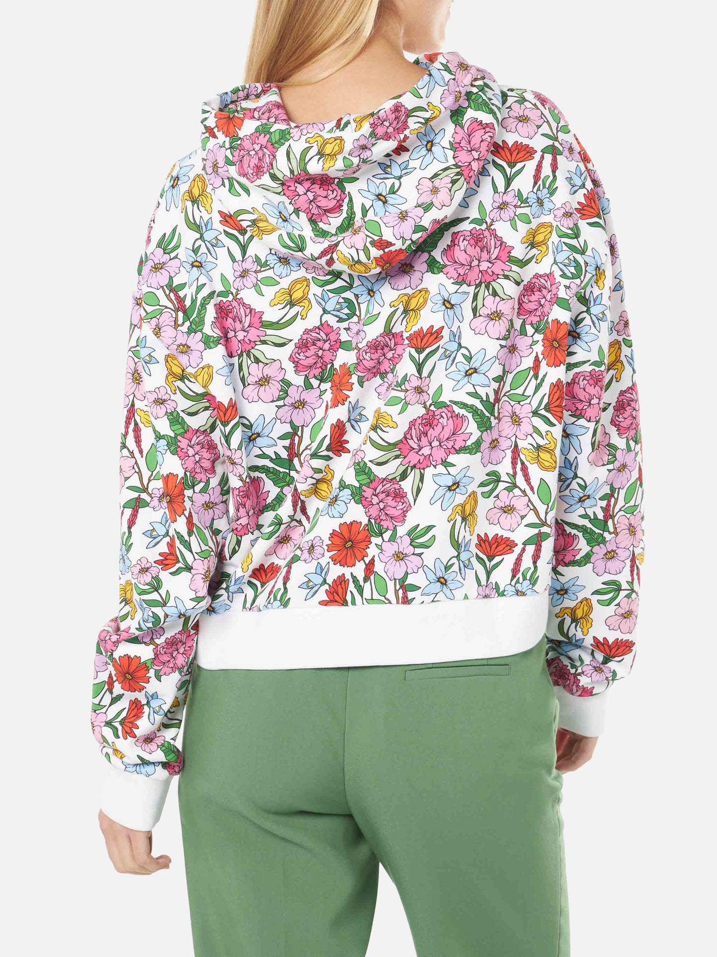 Cotton hoodie with flower print