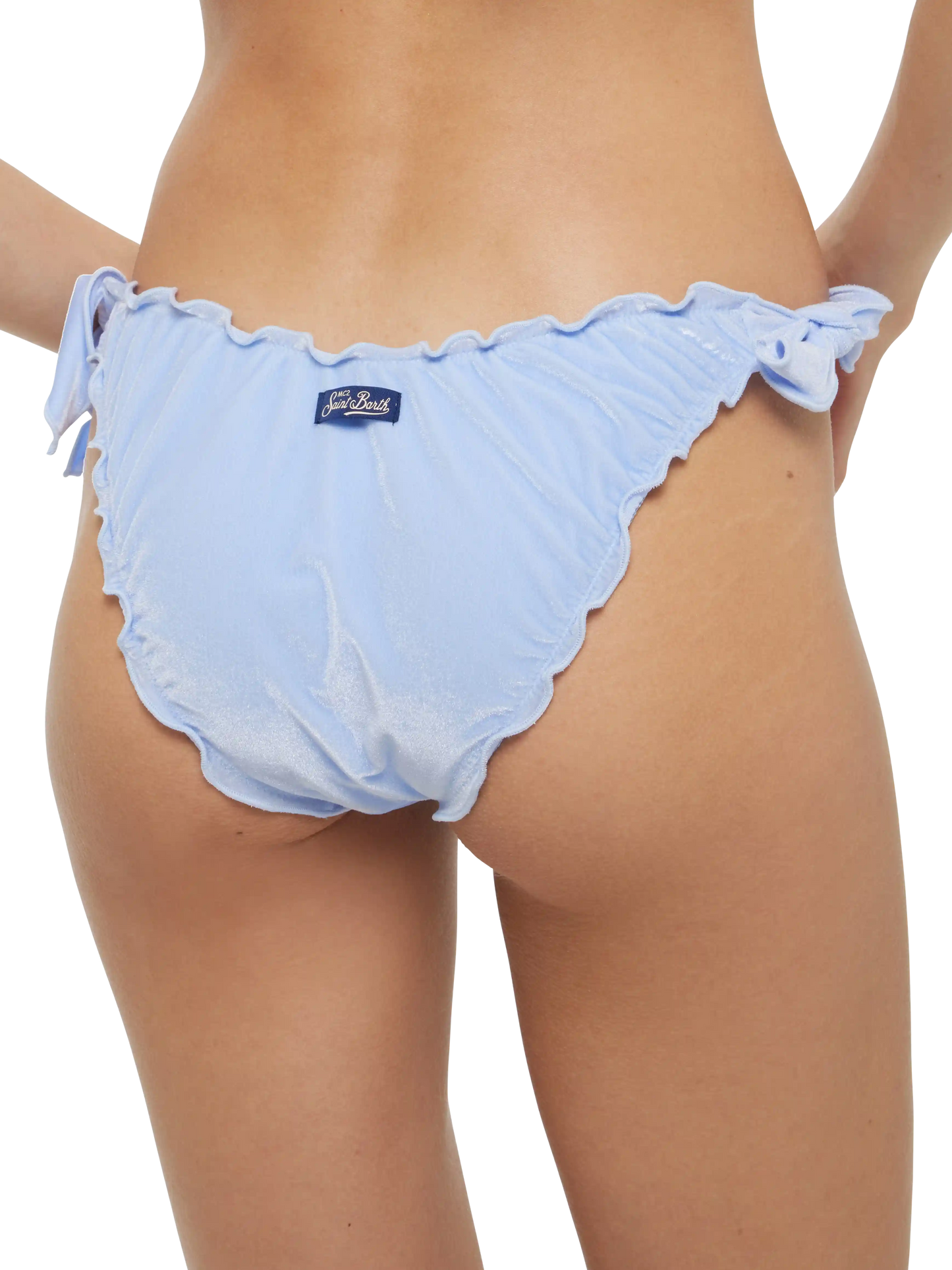 Klassische Badehose aus Samt in Mondhellblau