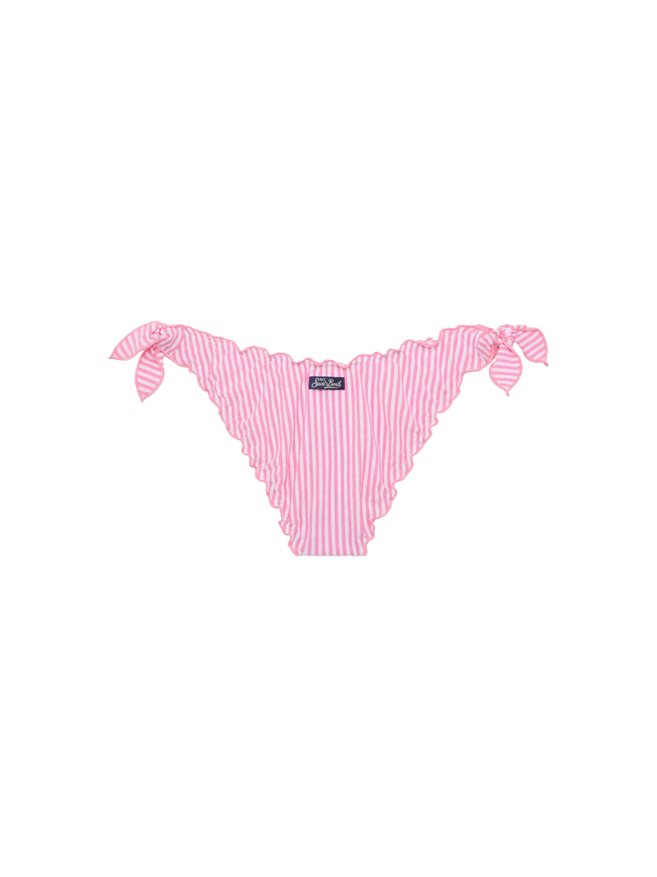 Moon seersucker classic swim briefs with striped print - MC2 Saint Barth