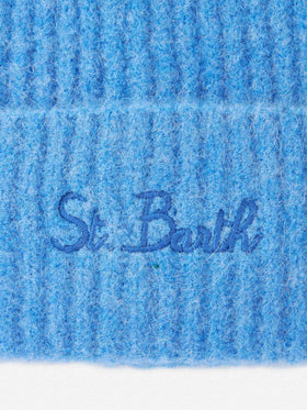 Woman dusty blue stretch wool hat Moss - MC2 Saint Barth