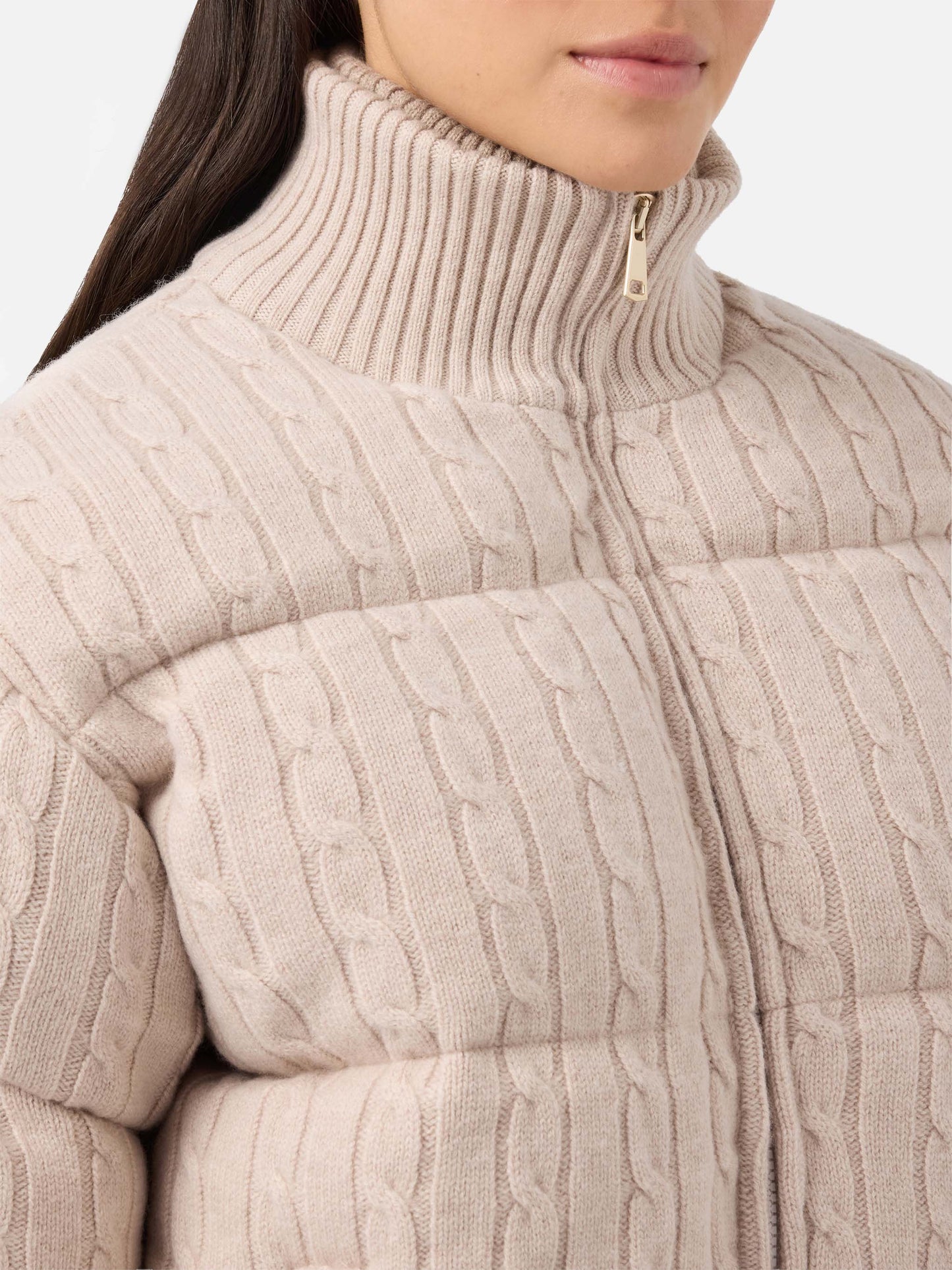 Giacca Mya in maglia di lana imbottita a trecce