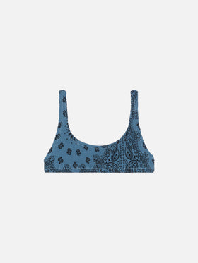 Naima – Klassisches Crinkle-Bralette-Oberteil mit Bandanna-Print