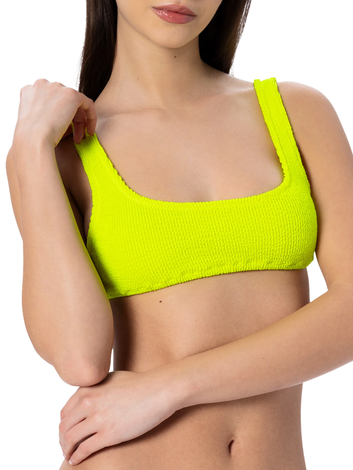 Woman fluo yellow classic crinkle bralette Naima - MC2 Saint Barth