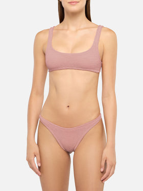 Bralette bikini Naima Naomi in pink crinkle with cheeky swim briefs
