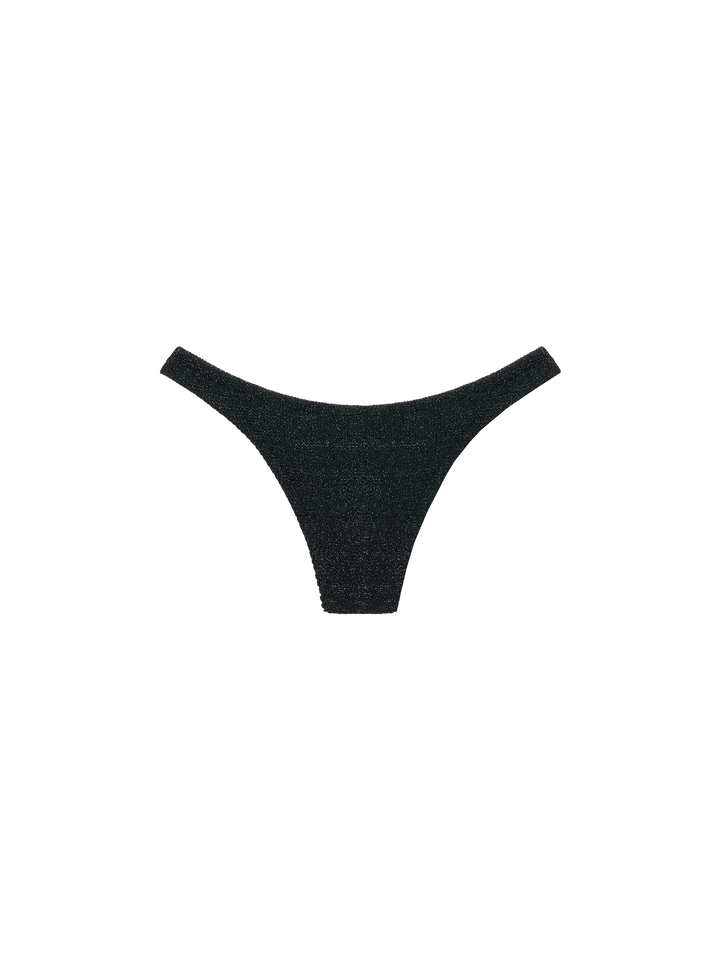 Naomi – Cheeky-Badeslip aus schwarzem Lurex in Crinkle-Optik