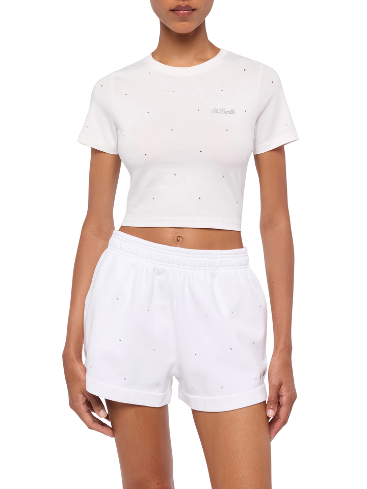 Nives Baumwoll-T-Shirt mit Strassverzierung