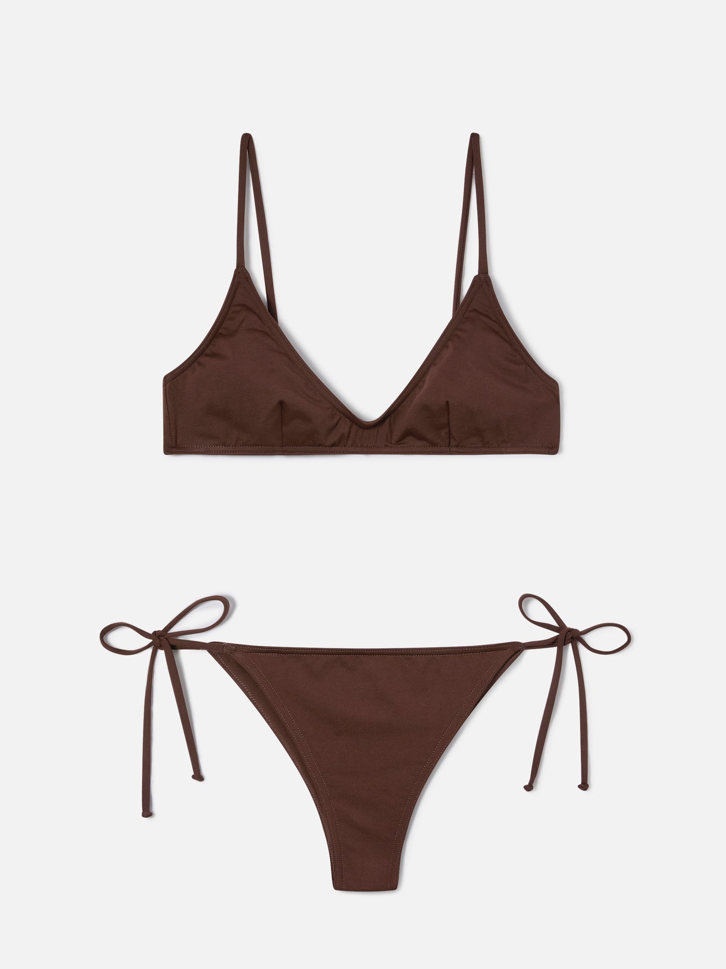 Paloma Marielle dark brown bralette bikini with ties