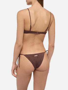 Marielle brown Sangallo lace classic swim briefs - Paloma white Sangallo lace scoop bralette - MC2 Saint Barth