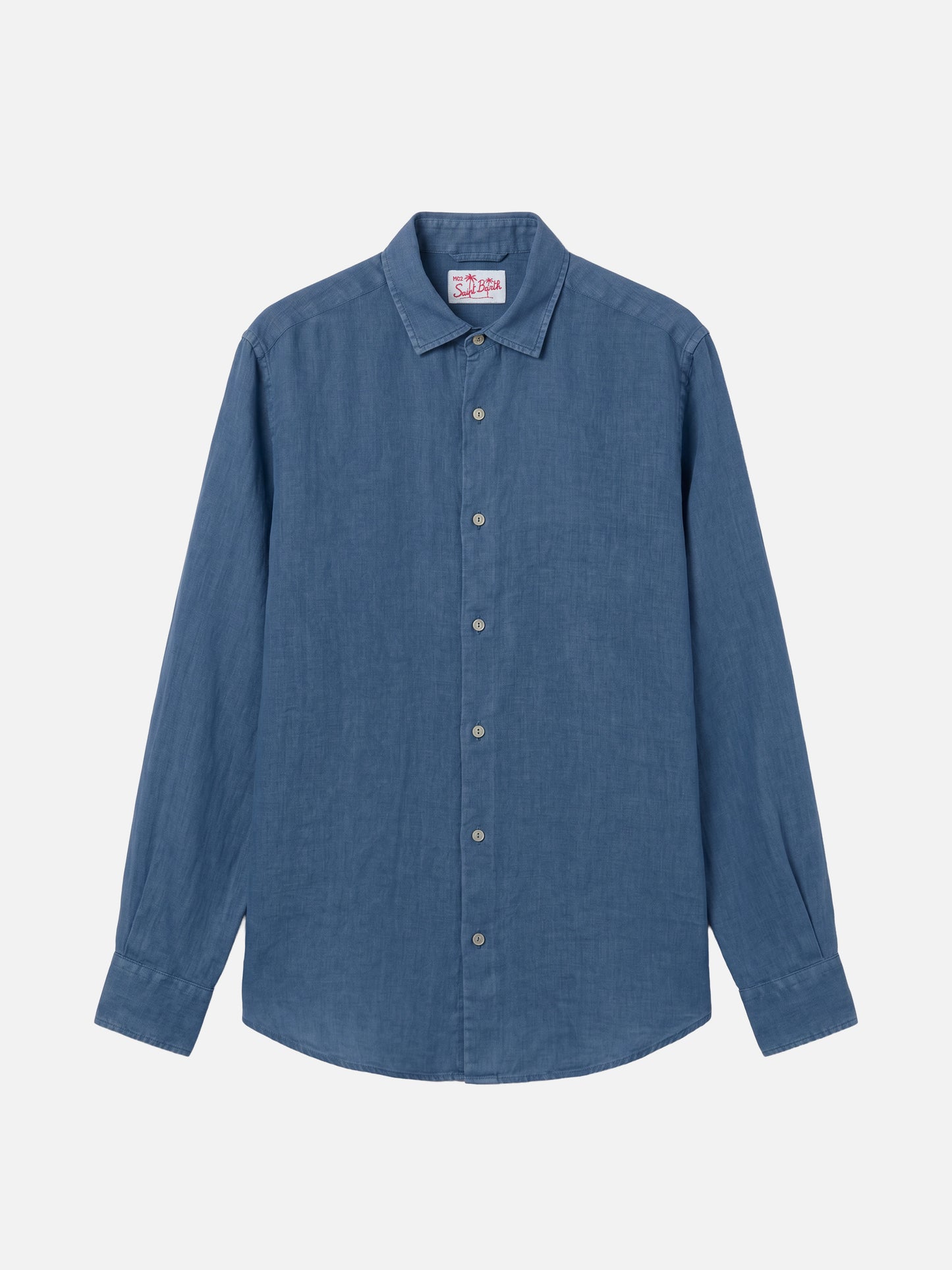 Pamplona-Hemd aus reinem Leinen in dunklem Denim
