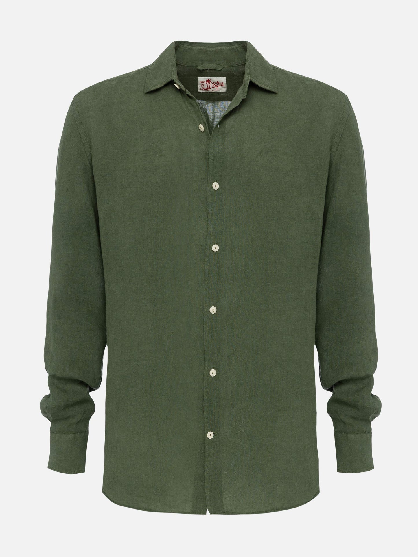 Military green linen shirt Pamplona - MC2 Saint Barth