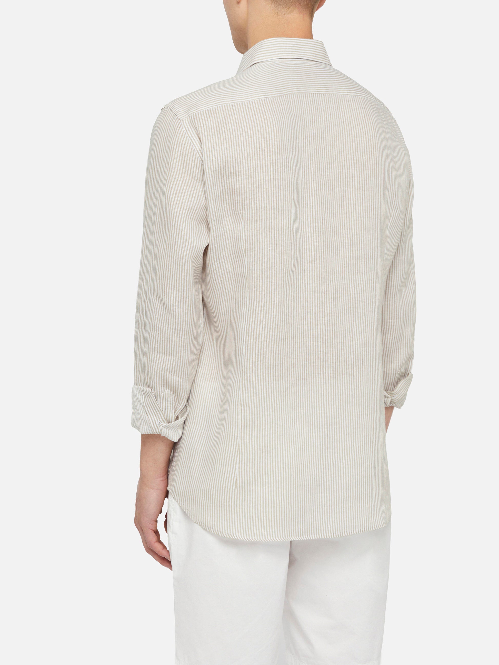 Beige striped linen shirt Pamplona - MC2 Saint Barth