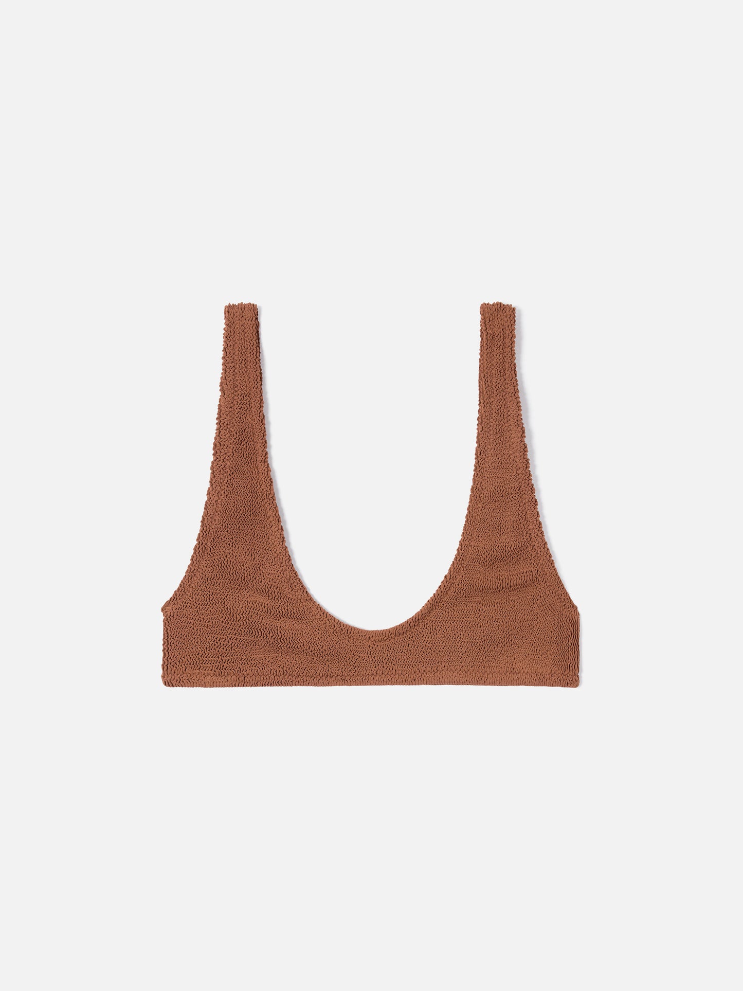 Pamy bralette bikini top in brown crinkle fabric
