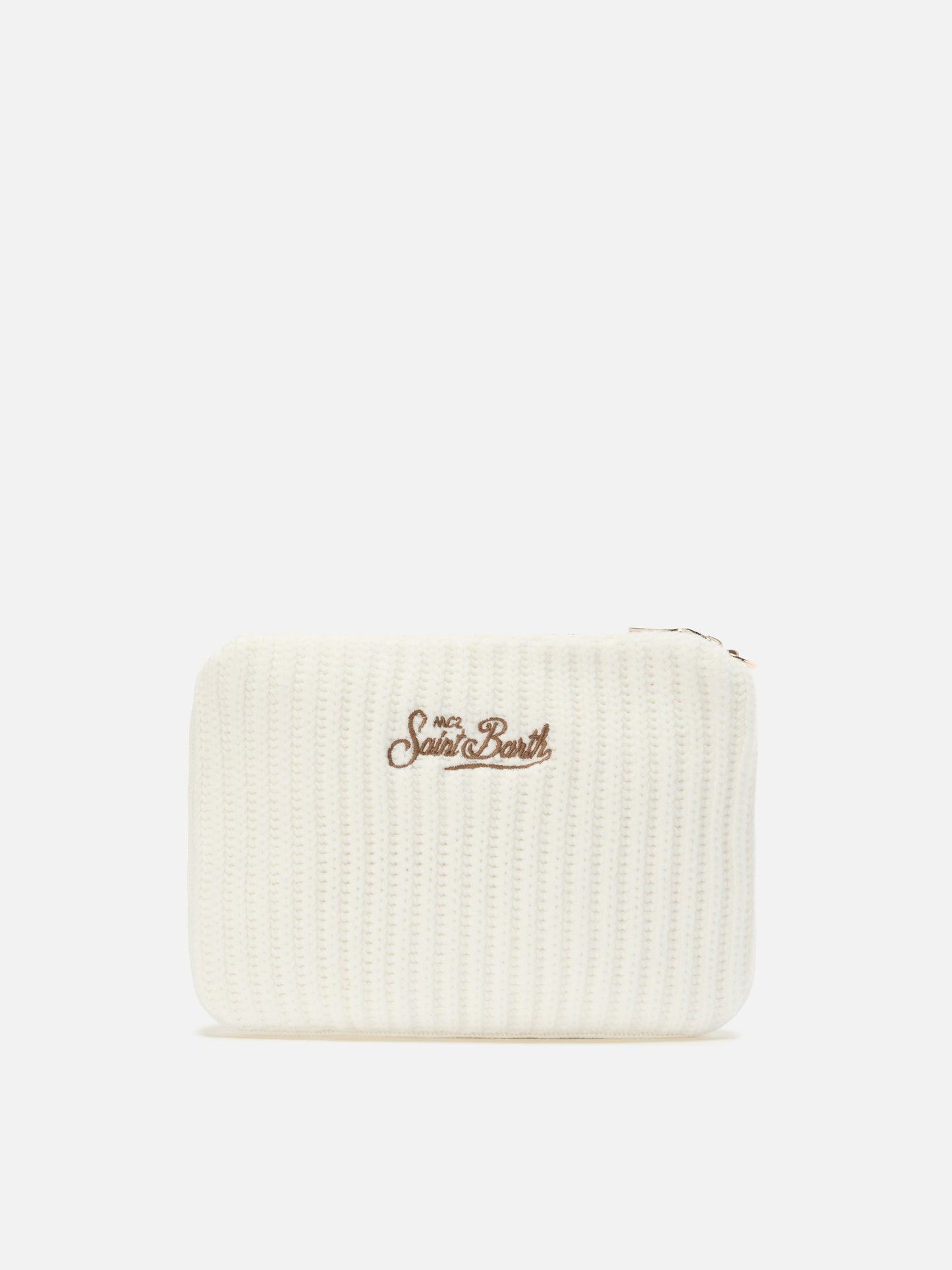 Parisienne Wool Rib Crossbody Bag in white ribbed wool blend