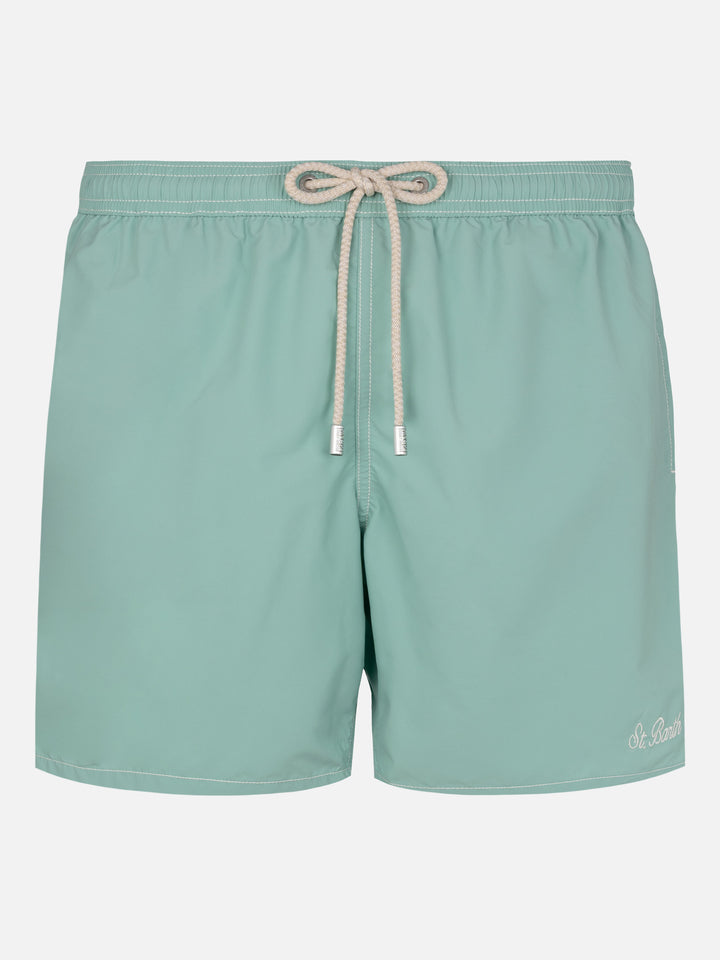 Sage green mid-length classic light swim shorts Patmos - MC2 Saint Barth