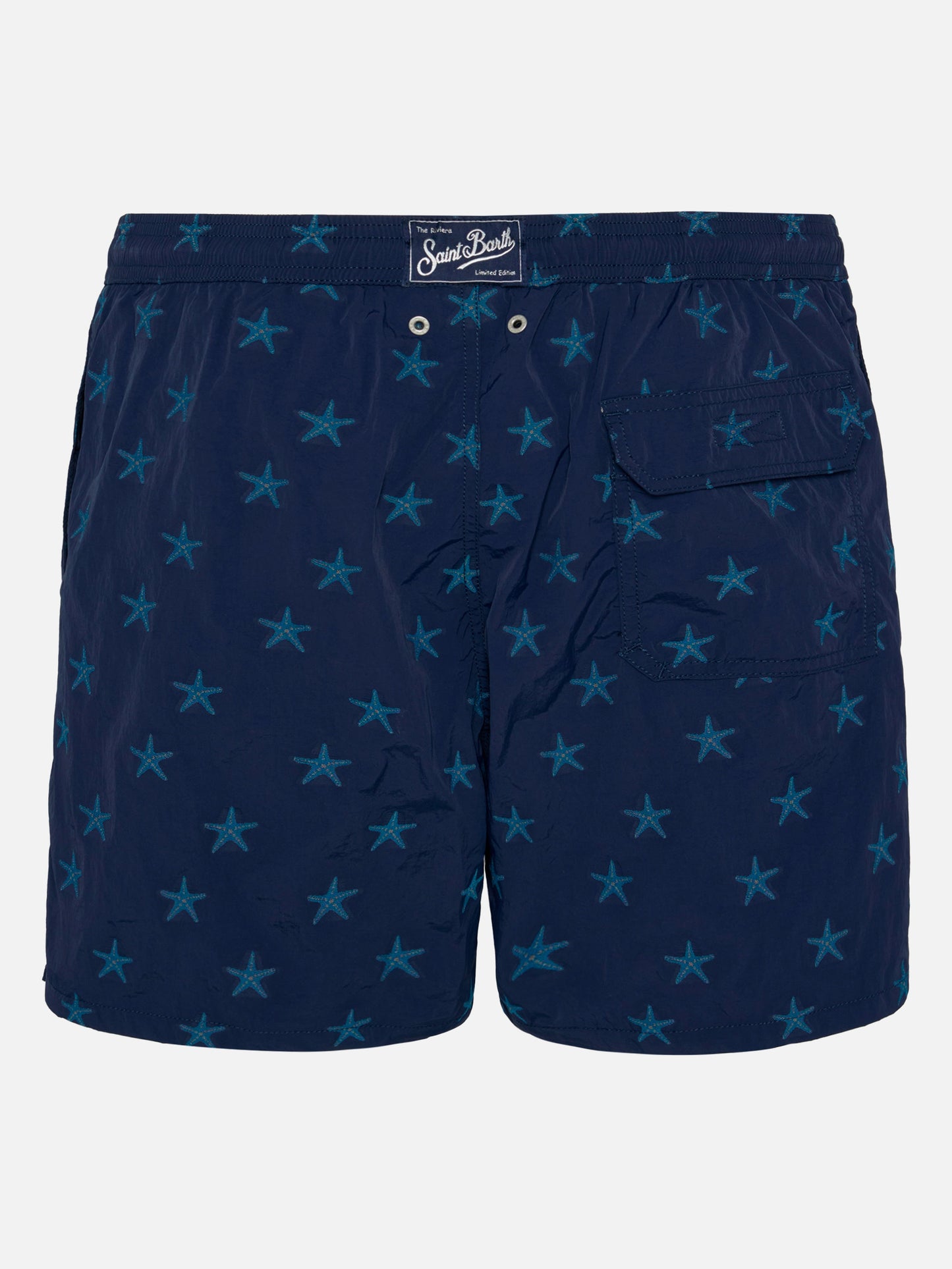 Mittellange Badeshorts Patmos The Riviera mit Allover-Seestern-Jacquard