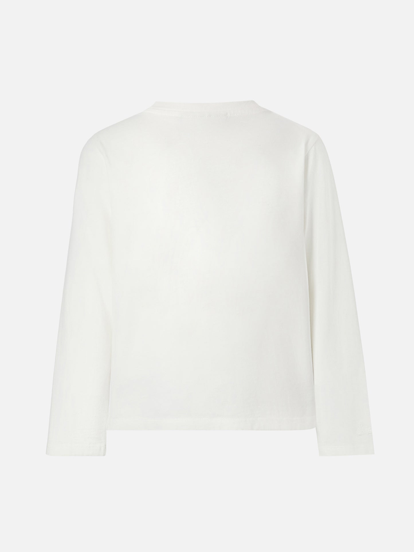 T-shirt Penny in cotone bianco a maniche lunghe con applicazione in spugna orsetto Trudi | TRUDI SPECIAL EDITION