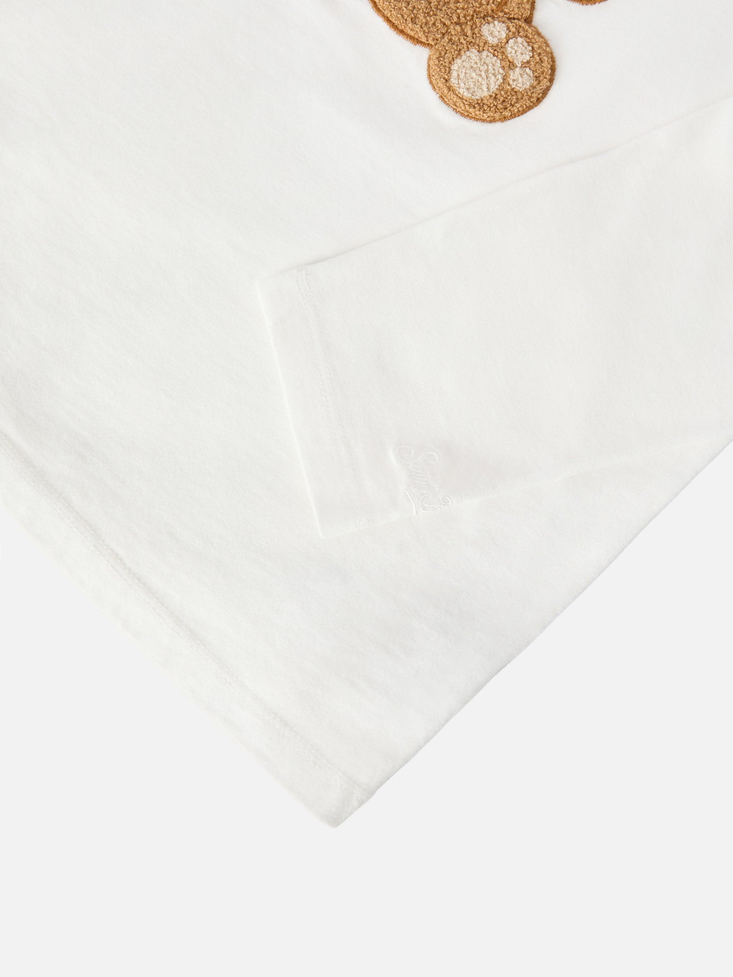 Penny long-sleeve cotton T-shirt in white with Trudi bear terry appliqué | TRUDI SPECIAL EDITION