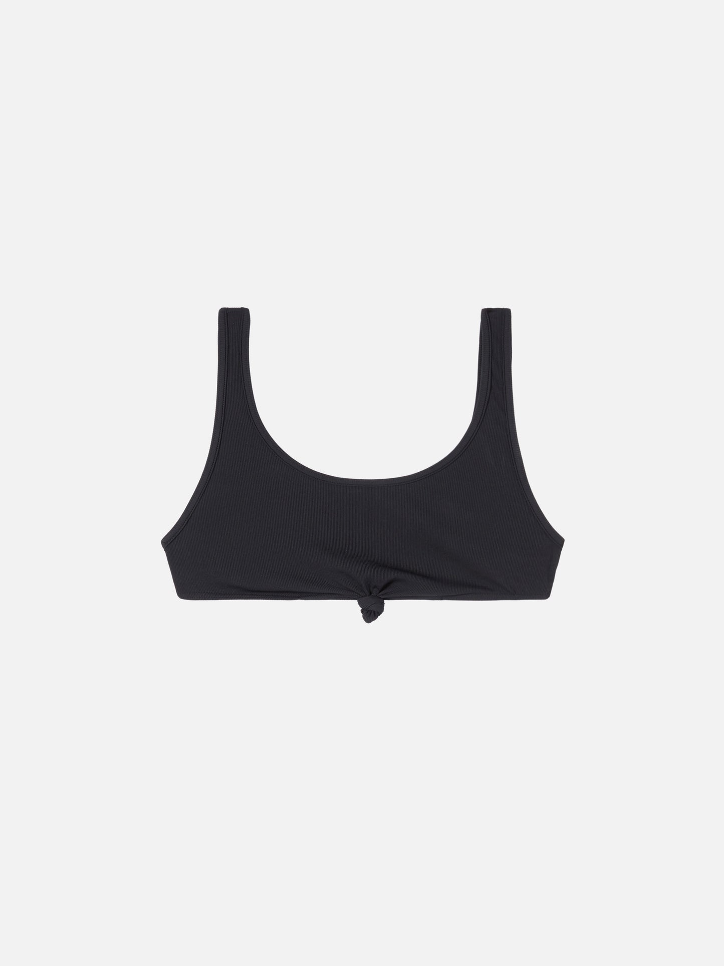 Bralette Petra nera a costine con nodo frontale