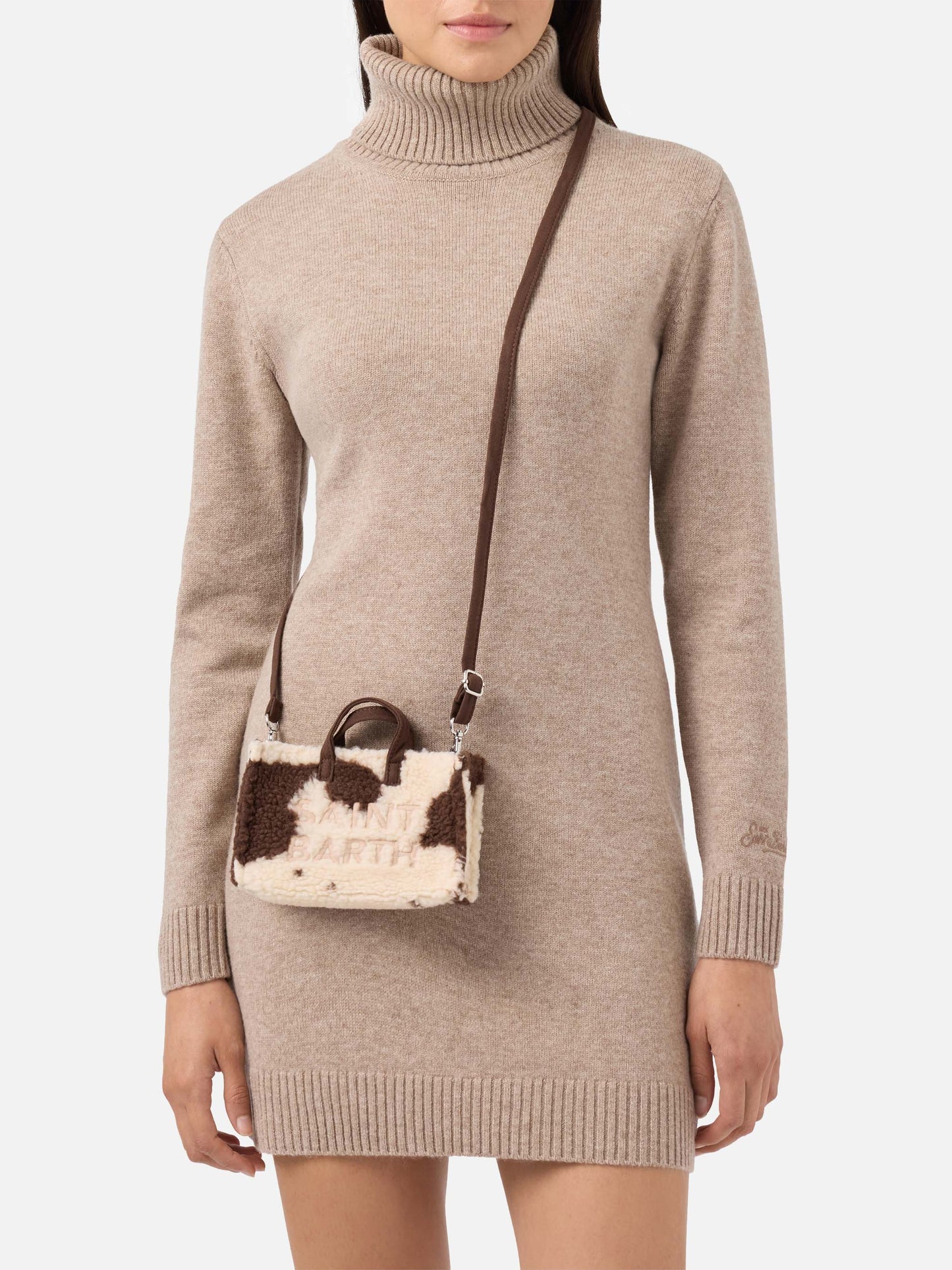 Mini borsa porta telefono Phone Bag Teddy in sherpa muccato