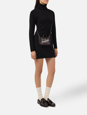 Mini Phone Bag Tweed in black lurex tweed