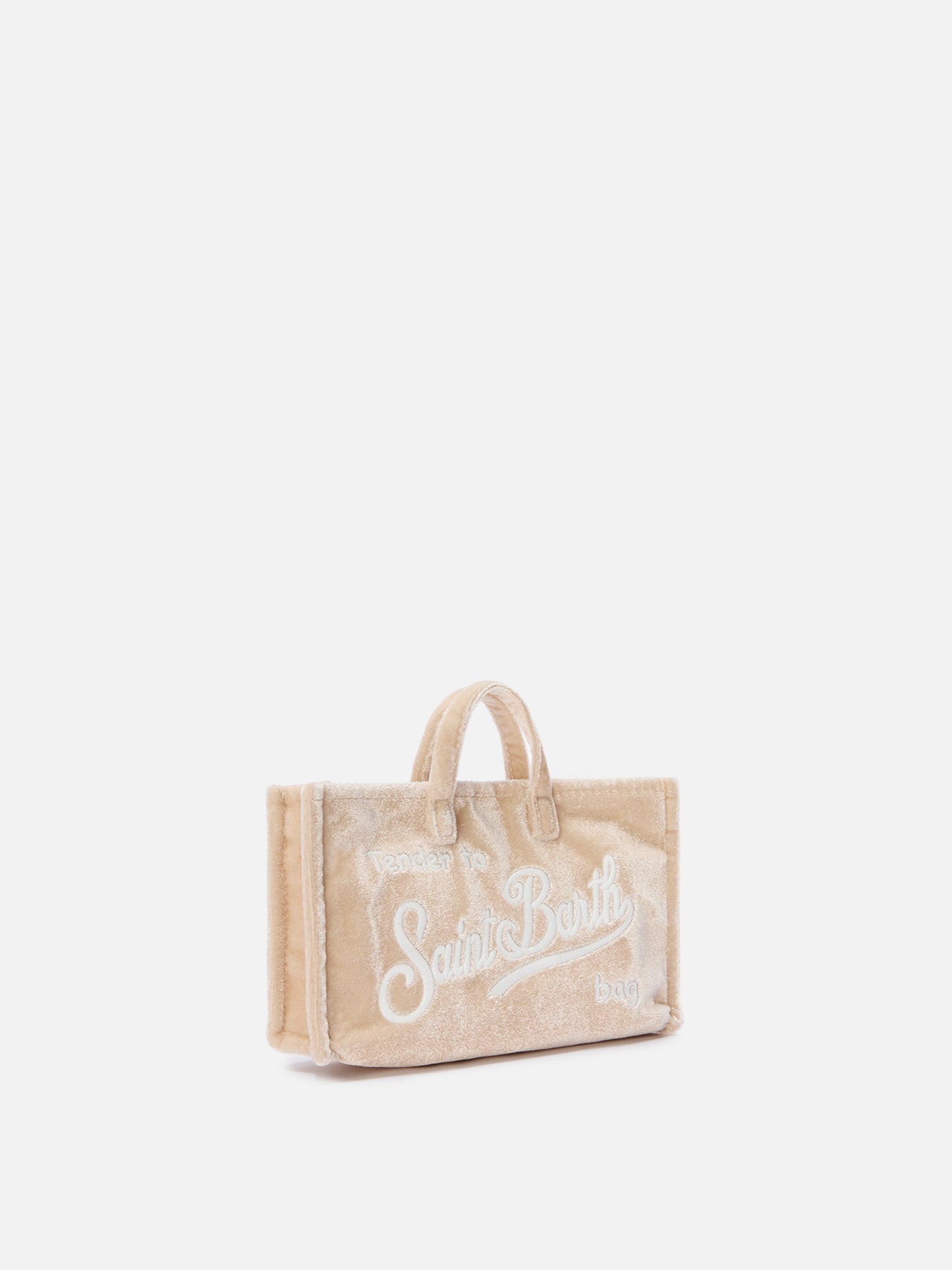 Mini borsa porta telefono Phone Bag Velvet in velluto beige