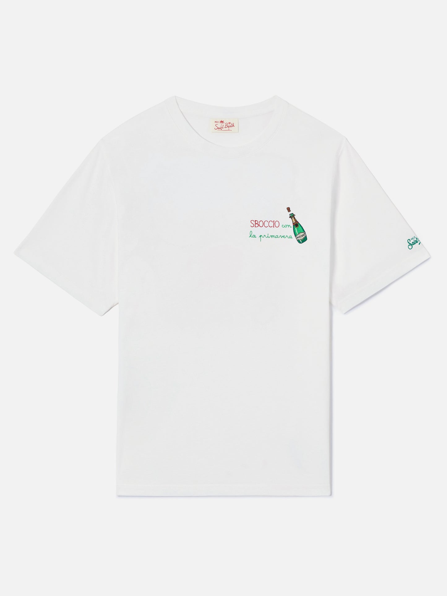 T-shirt Portofino bianca con ricamo Sboccio Con La Primavera