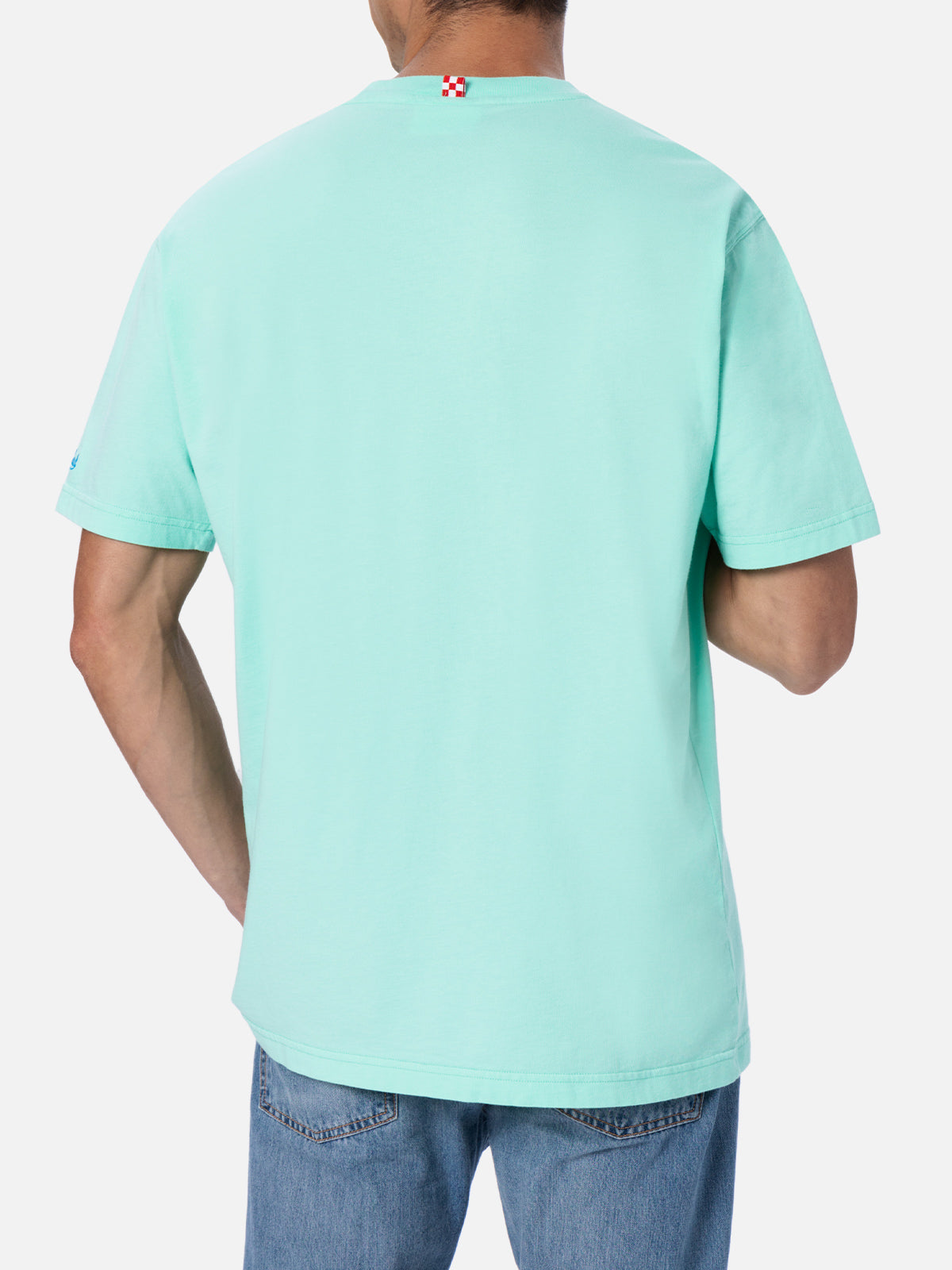 T-shirt da uomo classic fit in jersey di cotone Portofino con ricamo Gruppo sanguigno A peritivo